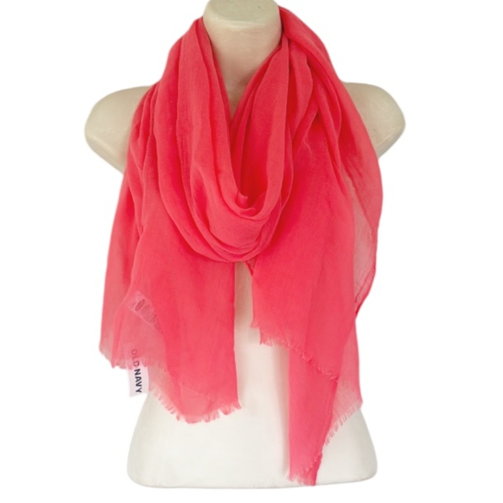 Old Navy bright coral pink lightweight semi-sheer neck scarf wrap one size